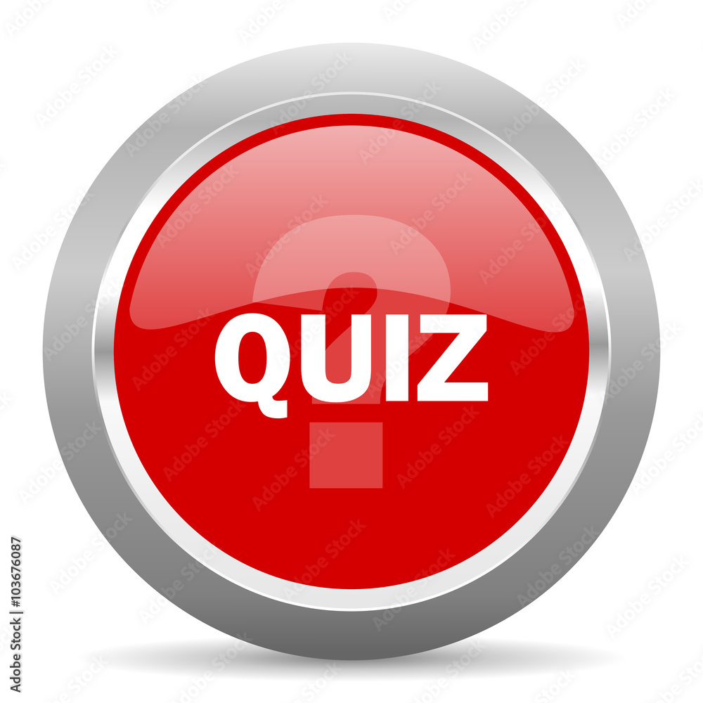 Poster quiz red metallic chrome web circle glossy icon