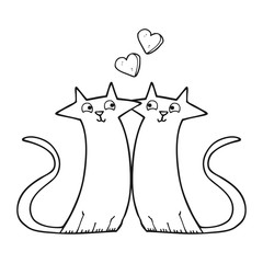 black and white cartoon cats in love