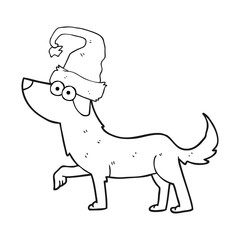 black and white cartoon dog