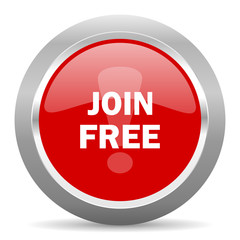 join free red metallic chrome web circle glossy icon