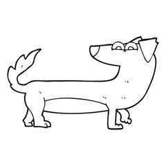 black and white cartoon dog
