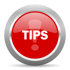 tips red metallic chrome web circle glossy icon