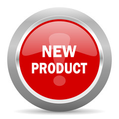 new product red metallic chrome web circle glossy icon