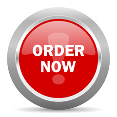 order now red metallic chrome web circle glossy icon