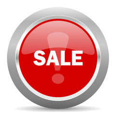 sale red metallic chrome web circle glossy icon