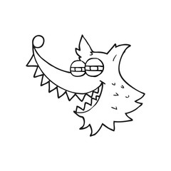black and white cartoon crazy wolf