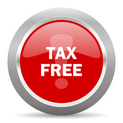 tax free red metallic chrome web circle glossy icon