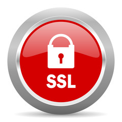 ssl red metallic chrome web circle glossy icon