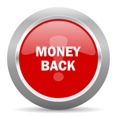 money back red metallic chrome web circle glossy icon