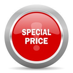 special price red metallic chrome web circle glossy icon