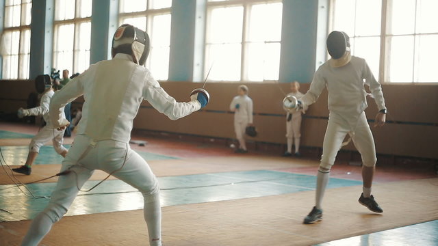 fencers on a training