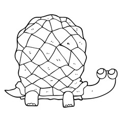 black and white cartoon tortoise