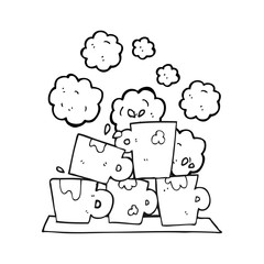 black and white cartoon coffee cups