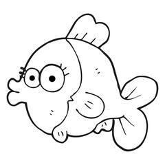 funny black and white cartoon fish with big pretty eyes