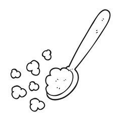black and white cartoon spoonful of food