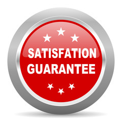 satisfaction guarantee red metallic chrome web circle glossy icon