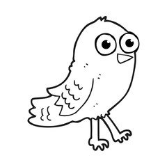 black and white cartoon bird