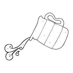 black and white cartoon pouring milk jug