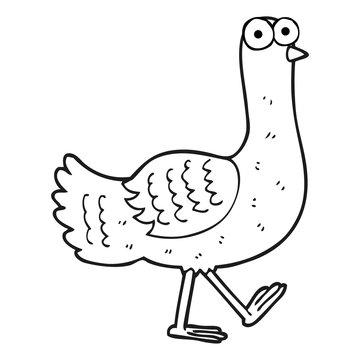 black and white cartoon bird
