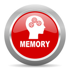 memory red metallic chrome web circle glossy icon