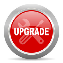upgrade red metallic chrome web circle glossy icon
