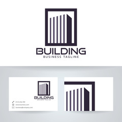 Building vector logo with business card template