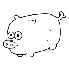 black and white cartoon pig