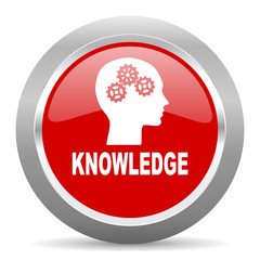 knowledge red metallic chrome web circle glossy icon