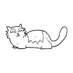 black and white cartoon cat