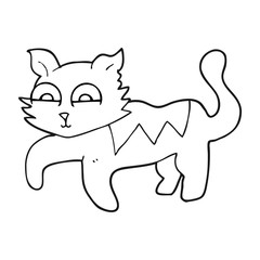 black and white cartoon cat