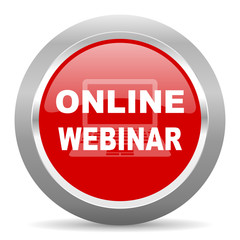 online modern webinar red metallic chrome web circle glossy icon