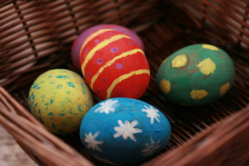 Easter eggs in a basket