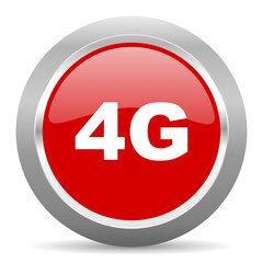 4g red metallic chrome web circle glossy icon