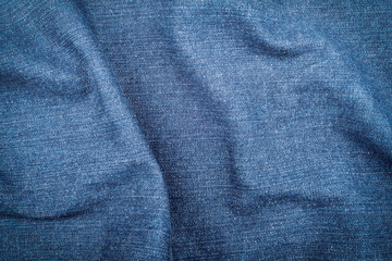 Crumpled denim fabric texture, textile background