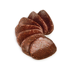 chocolate chip on white background