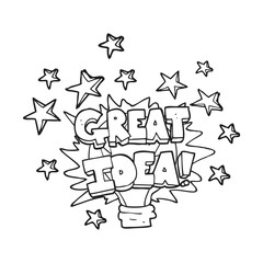 black and white cartoon great idea light bulb symbol