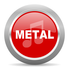 metal music red metallic chrome web circle glossy icon