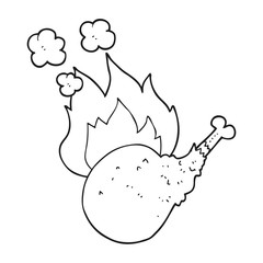 black and white cartoon cooked meat