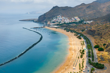 Famous beach Playa de las Teresitas,Tenerife, Canary islands, Sp