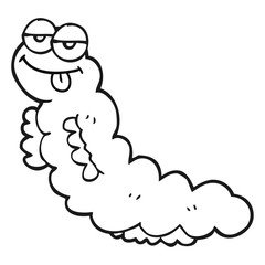 black and white cartoon caterpillar
