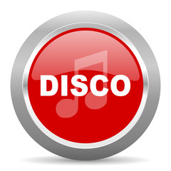 disco music red metallic chrome web circle glossy icon