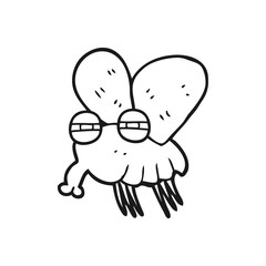 black and white cartoon fly