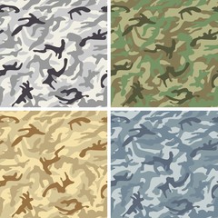 Camouflage Vector Pattern Texture Background Set  - Urban, Jungle, Desert, Navy © skunkeye