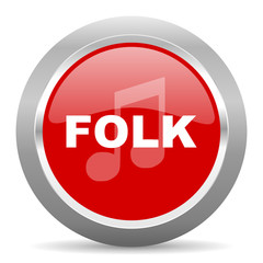 folk music red metallic chrome web circle glossy icon