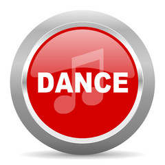dance music red metallic chrome web circle glossy icon