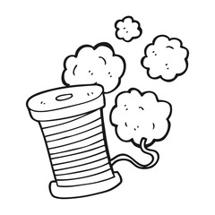 black and white cartoon yarn