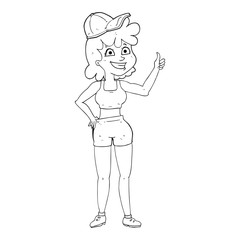 happy gym woman giving thumbs up symbol