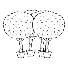 black and white cartoon trees