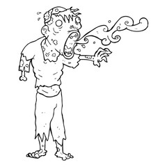 black and white cartoon gross zombie