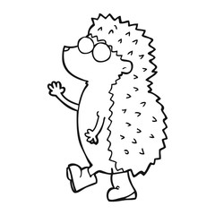 cute black and white cartoon hedgehog